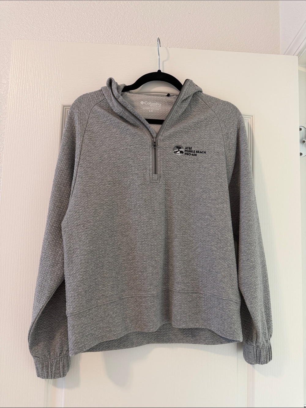 Columbia AT&T Pebble Beach Pro-am Light Gray Half-Zip Hooded Pullover